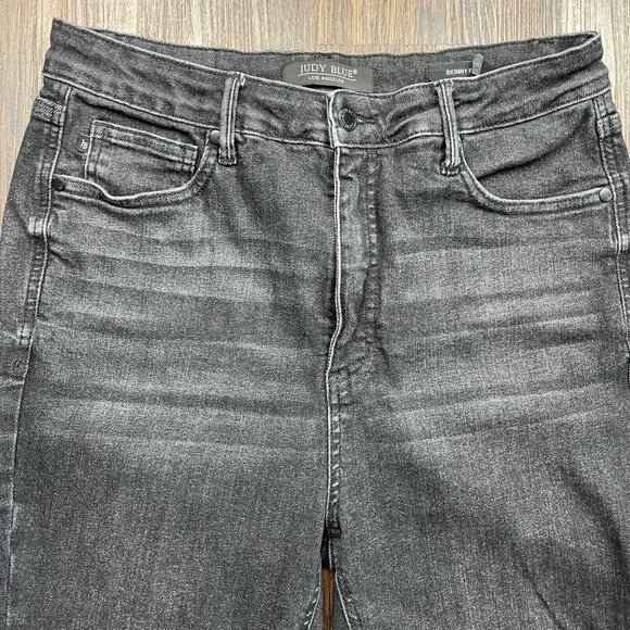 Judy Blue Jeans Womens 13/31 Black Skinny Fit High Rise Dark Wash Stretch - Picture 3 of 12